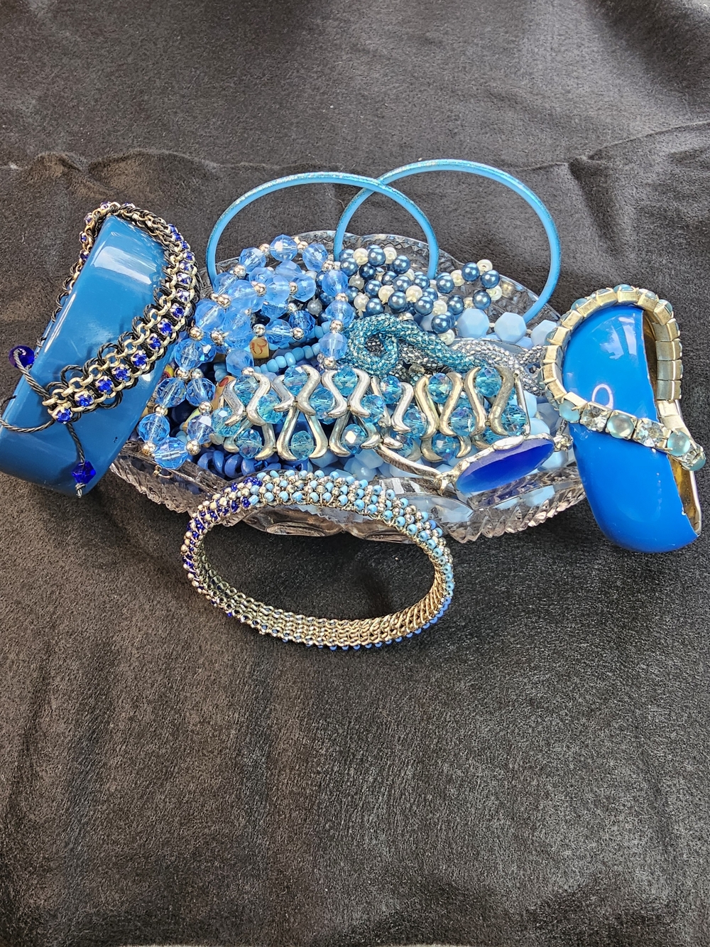Blue Beaded and Rhinestone Women's Jewelry Lot